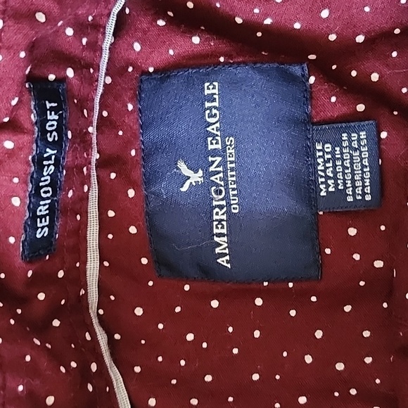 American Eagle Seriously Soft maroon and white button-down shirt - Picture 7 of 9